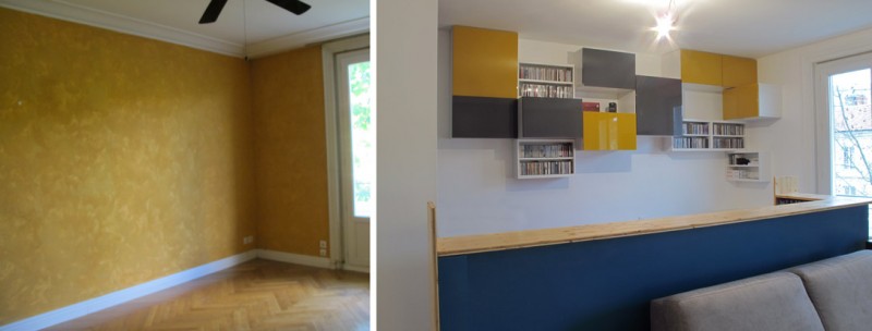 Un coin bureau bibliothèque avant après