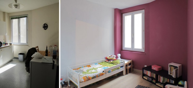 Cuisine transformée en chambre d'enfant