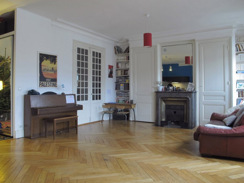 Salon parquet chevron