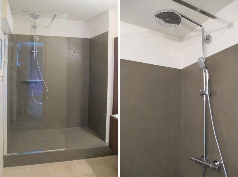 Douche italienne en béton ciré