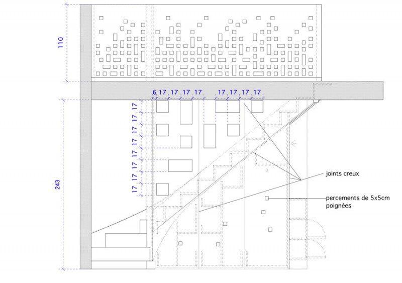 Plan de détail des rangements réalisé par Adelila architecture d'intérieure à Lyon