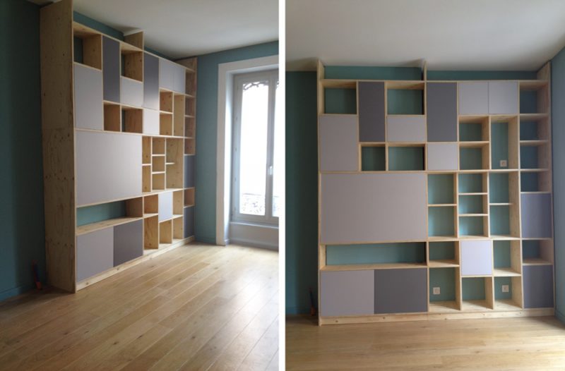 Bibliothèque et rangement tv intégré