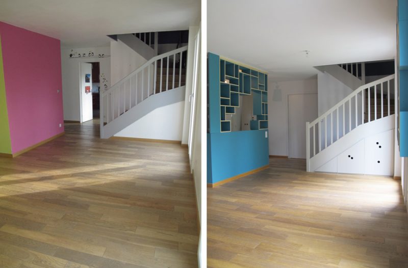 Salon avant après rénovation