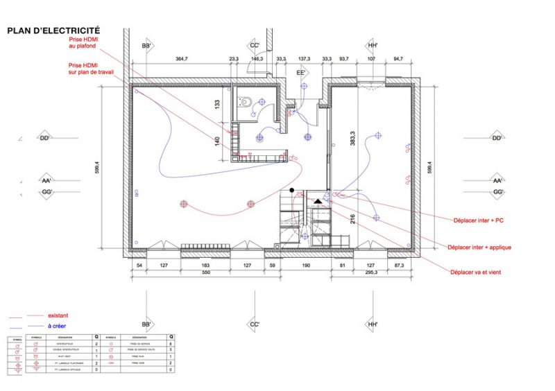 Plan électrique du projet d'aménagement par Adelila, architecture d'intérieur
